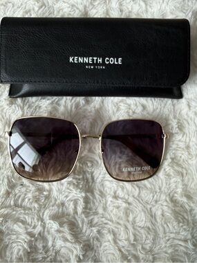 Kenneth Cole Gold Frame Sunglasses with Black Gradient Lenses